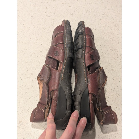 Born Sandals Mens 11 US 45 EU Fisherman Brown‎ Leather Open Toe Casual Strappy - Picture 9 of 10